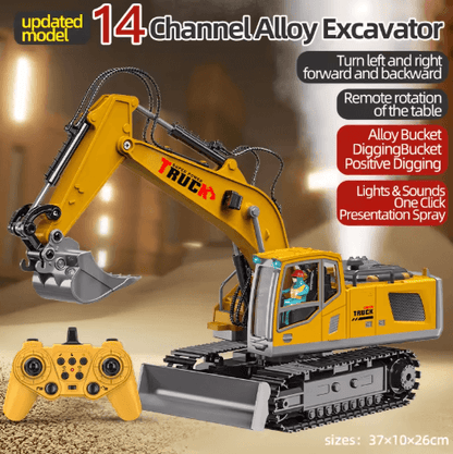 Alloy RC Excavator Toy Car Electric Engineering Vehicle with Lights Sound