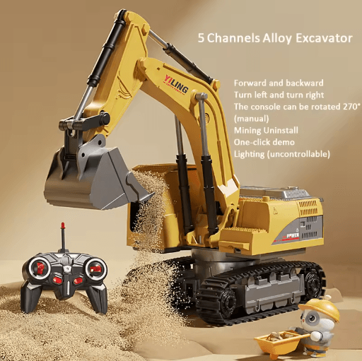 Alloy RC Excavator Toy Car Electric Engineering Vehicle with Lights Sound