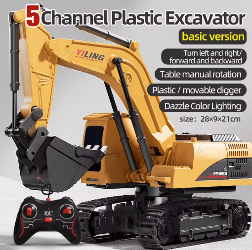 Alloy RC Excavator Toy Car Electric Engineering Vehicle with Lights Sound