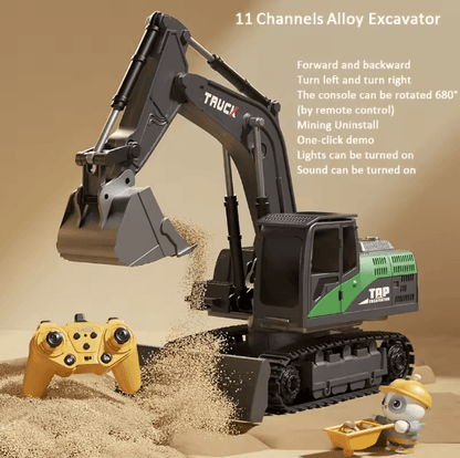 Alloy RC Excavator Toy Car Electric Engineering Vehicle with Lights Sound