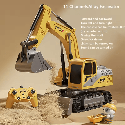 Alloy RC Excavator Toy Car Electric Engineering Vehicle with Lights Sound