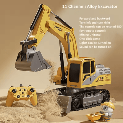 Alloy RC Excavator Toy Car Electric Engineering Vehicle with Lights Sound