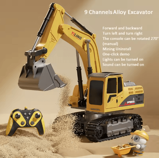 Alloy RC Excavator Toy Car Electric Engineering Vehicle with Lights Sound