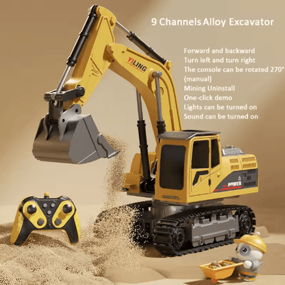 Alloy RC Excavator Toy Car Electric Engineering Vehicle with Lights Sound