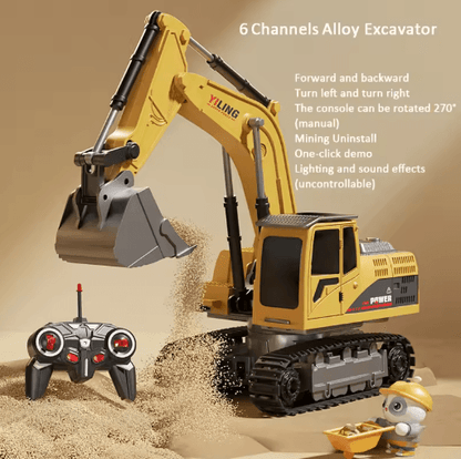 Alloy RC Excavator Toy Car Electric Engineering Vehicle with Lights Sound