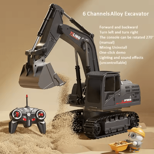 Alloy RC Excavator Toy Car Electric Engineering Vehicle with Lights Sound