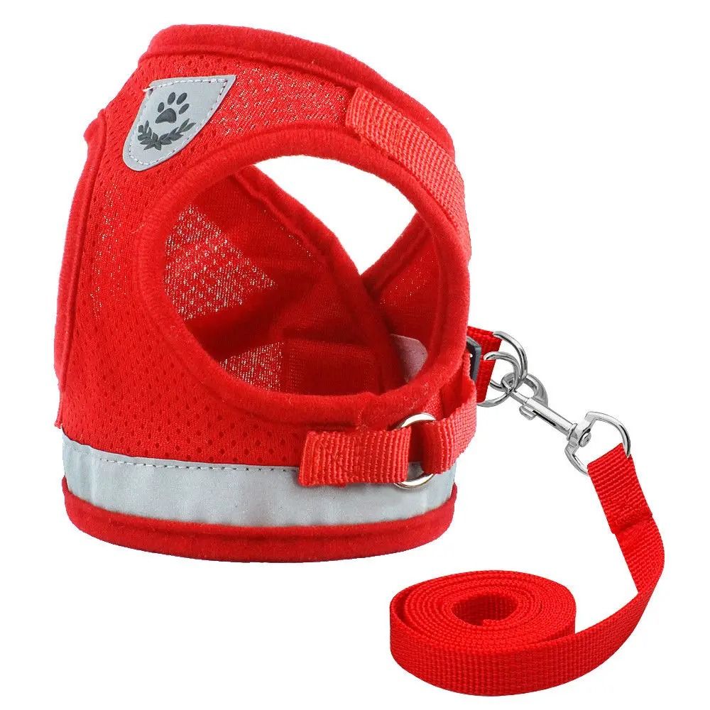 Reflective Mesh Cat and Small Dog Harness Leash Set