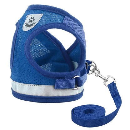 Reflective Mesh Cat and Small Dog Harness Leash Set