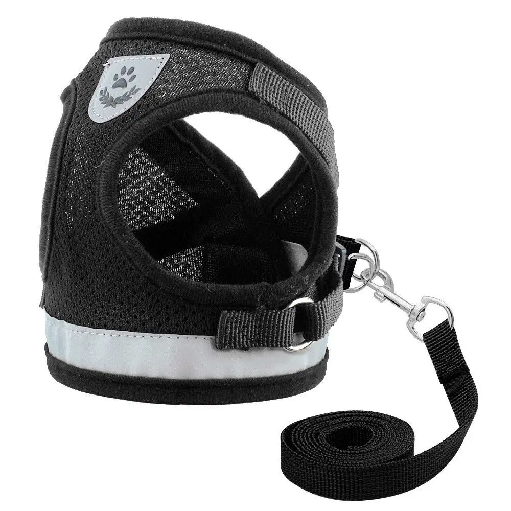 Reflective Mesh Cat and Small Dog Harness Leash Set