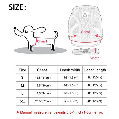 Reflective Mesh Cat and Small Dog Harness Leash Set