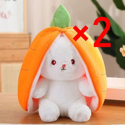Transformable Bunny Plush Toy – Cute Strawberry & Carrot Rabbit Stuffed Doll for Kids