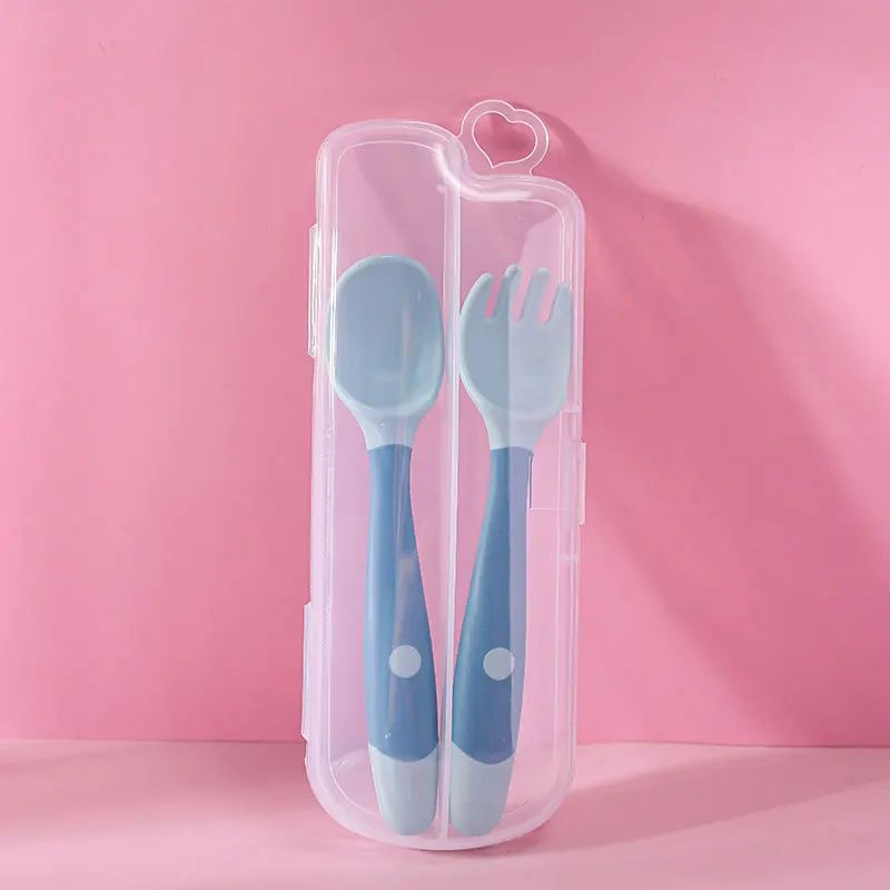 Baby Silicone Spoon & Fork Set – Soft Bendable Toddler Training Feeding Utensils