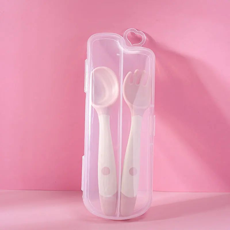 Baby Silicone Spoon & Fork Set – Soft Bendable Toddler Training Feeding Utensils
