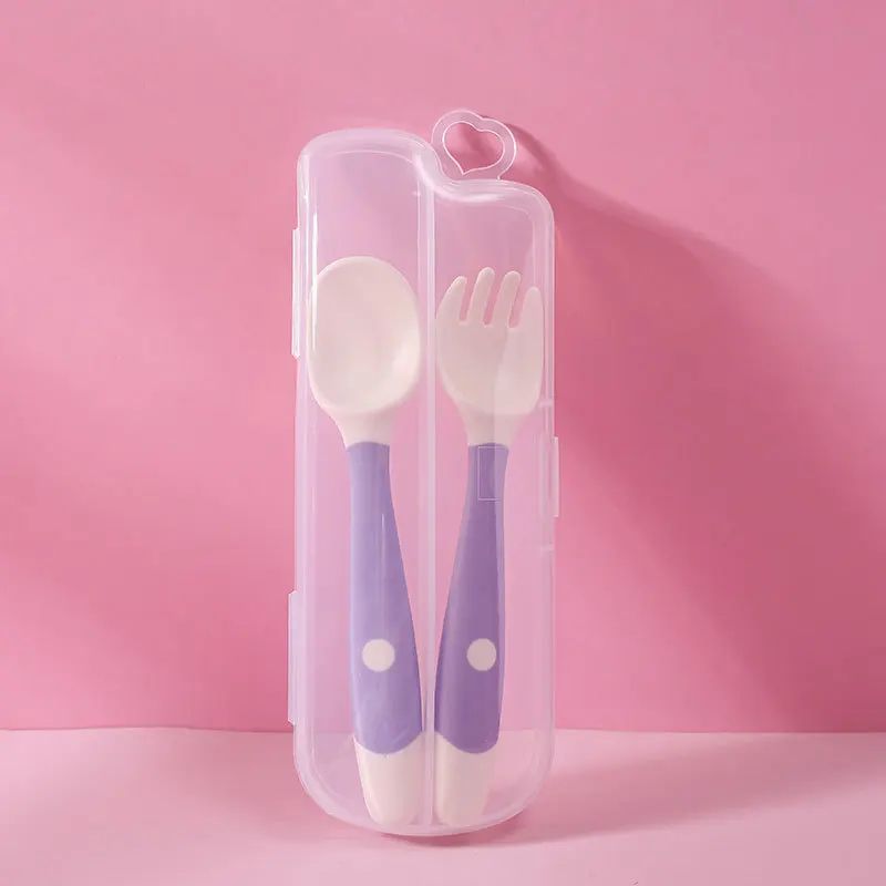 Baby Silicone Spoon & Fork Set – Soft Bendable Toddler Training Feeding Utensils