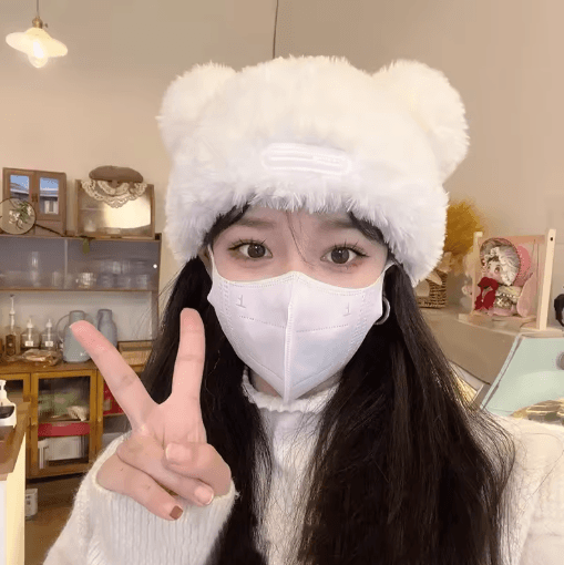 Oversized Fluffy Bear Hat Chunky Knit Fleece Lined Winter Beanie for Women