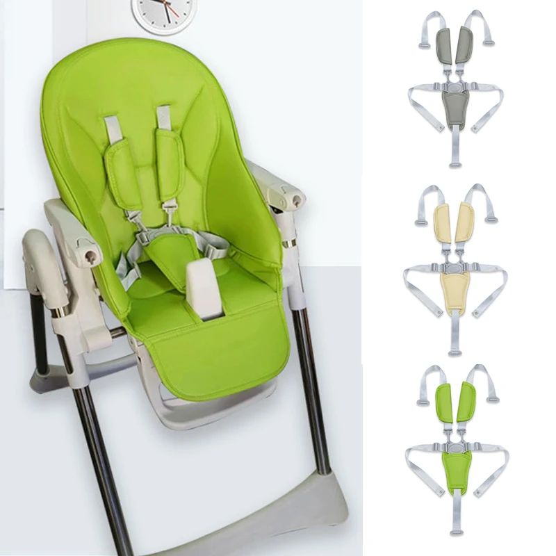 Universal Baby 5-Point Safety Harness – Adjustable PU Leather Seat Belt for Highchair & Pushchair