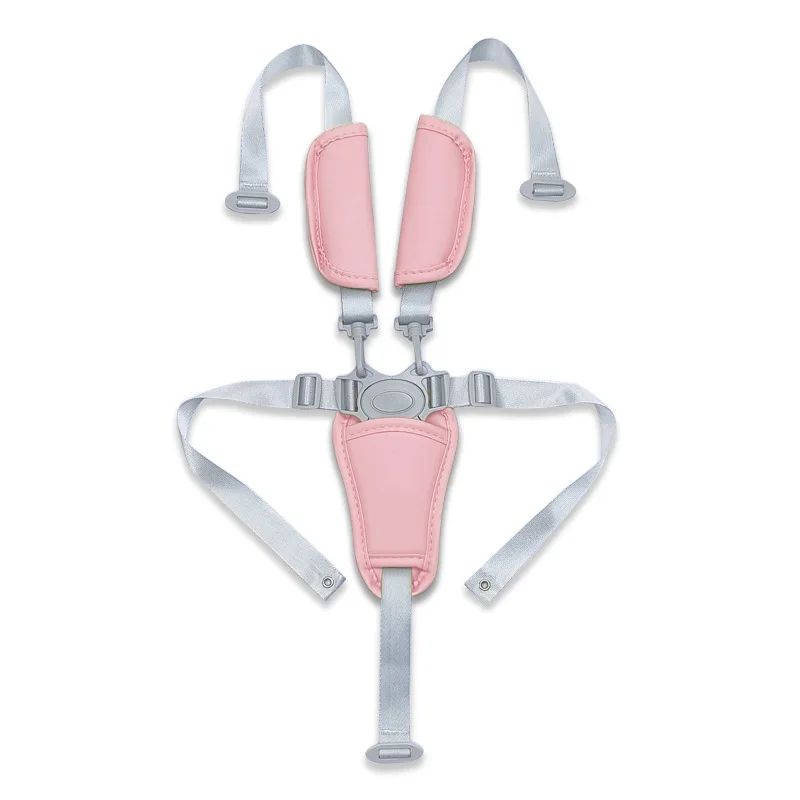Universal Baby 5-Point Safety Harness – Adjustable PU Leather Seat Belt for Highchair & Pushchair