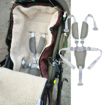Universal Baby 5-Point Safety Harness – Adjustable PU Leather Seat Belt for Highchair & Pushchair