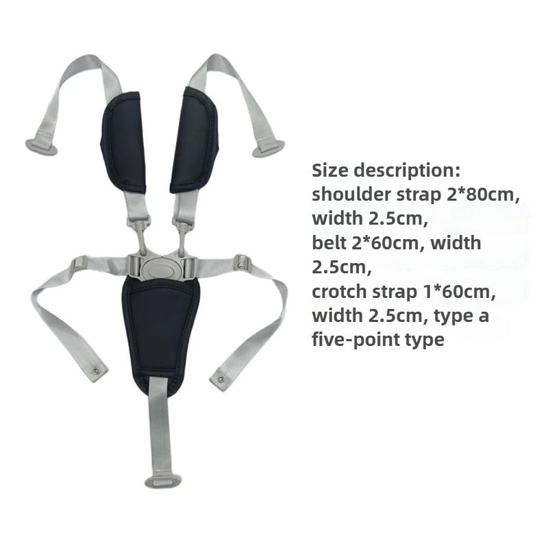 Universal Baby 5-Point Safety Harness – Adjustable PU Leather Seat Belt for Highchair & Pushchair