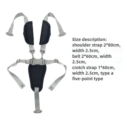Universal Baby 5-Point Safety Harness – Adjustable PU Leather Seat Belt for Highchair & Pushchair