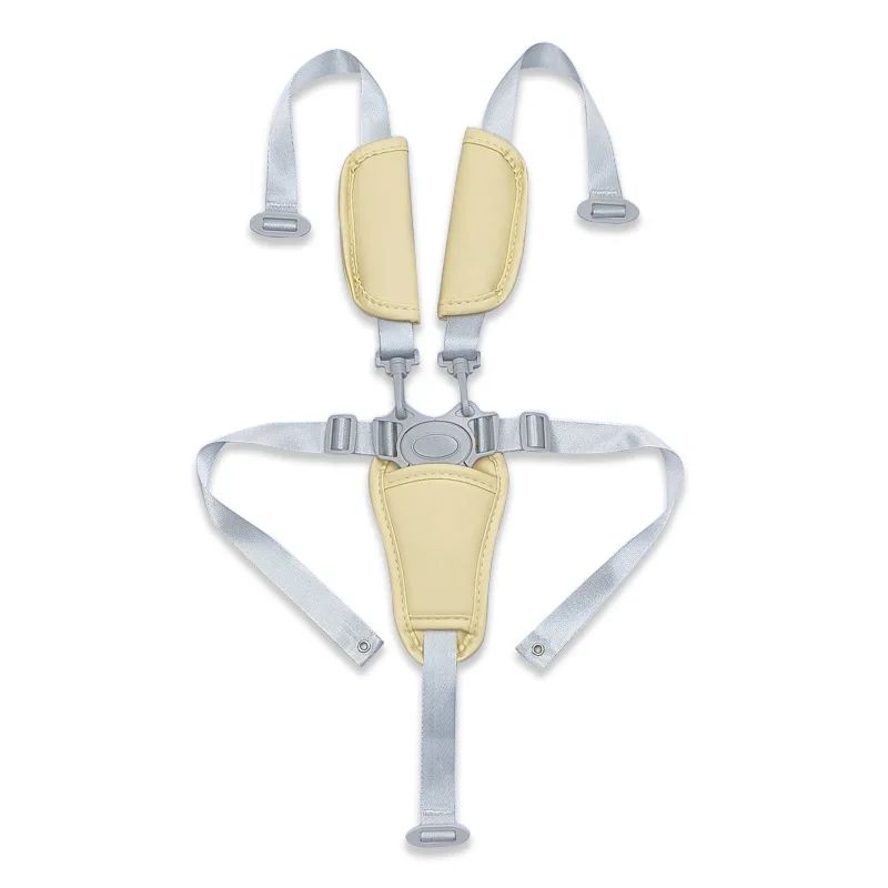 Universal Baby 5-Point Safety Harness – Adjustable PU Leather Seat Belt for Highchair & Pushchair