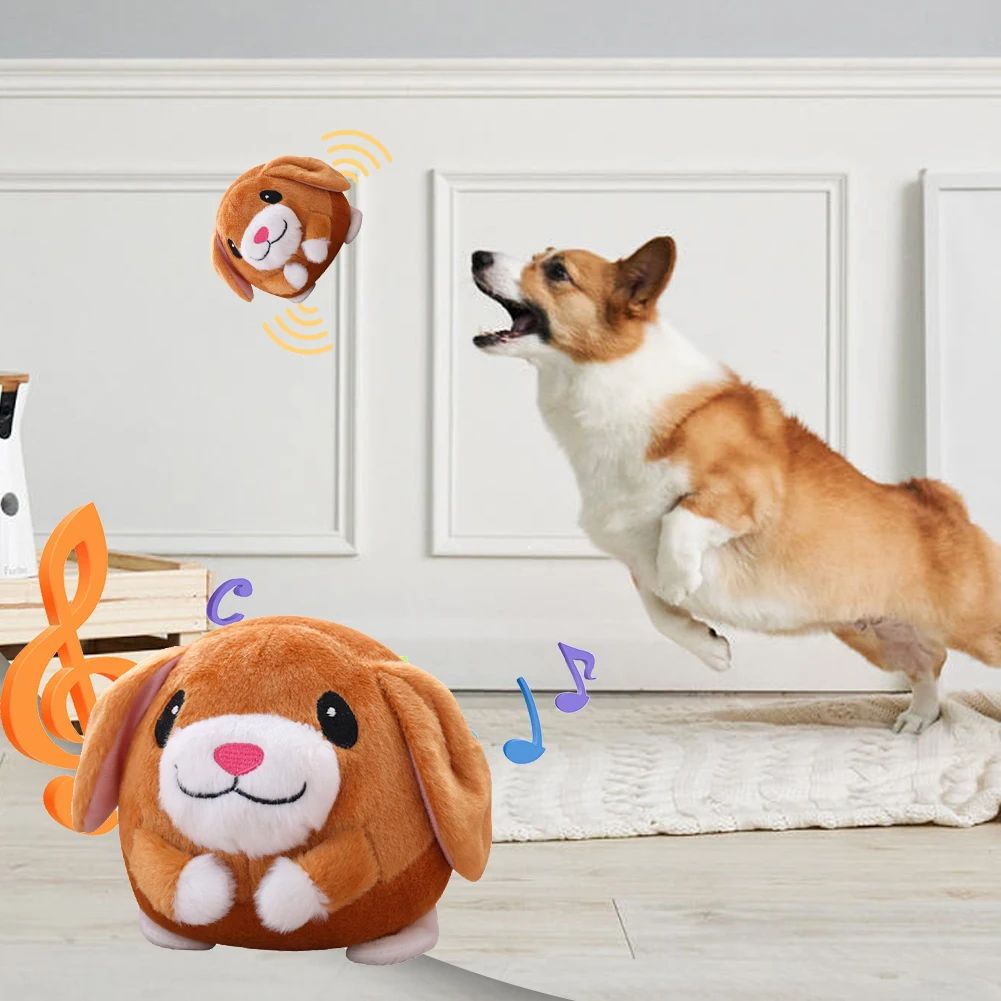 SmartPlay Interactive Plush Self Moving Dog Toy with Automatic Bounce and Squeak
