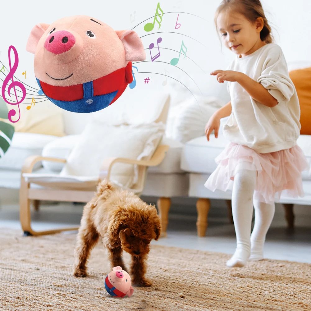 SmartPlay Interactive Plush Self Moving Dog Toy with Automatic Bounce and Squeak
