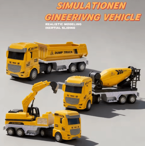 Inertia Construction Vehicle Toy Set Mixer Digger Tipper Trucks Engineering Playset Ages