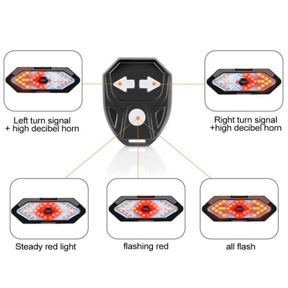 USB Rechargeable Bicycle Turn Signal Rear Light with Wireless Remote