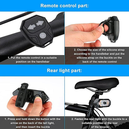 USB Rechargeable Bicycle Turn Signal Rear Light with Wireless Remote