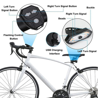 USB Rechargeable Bicycle Turn Signal Rear Light with Wireless Remote