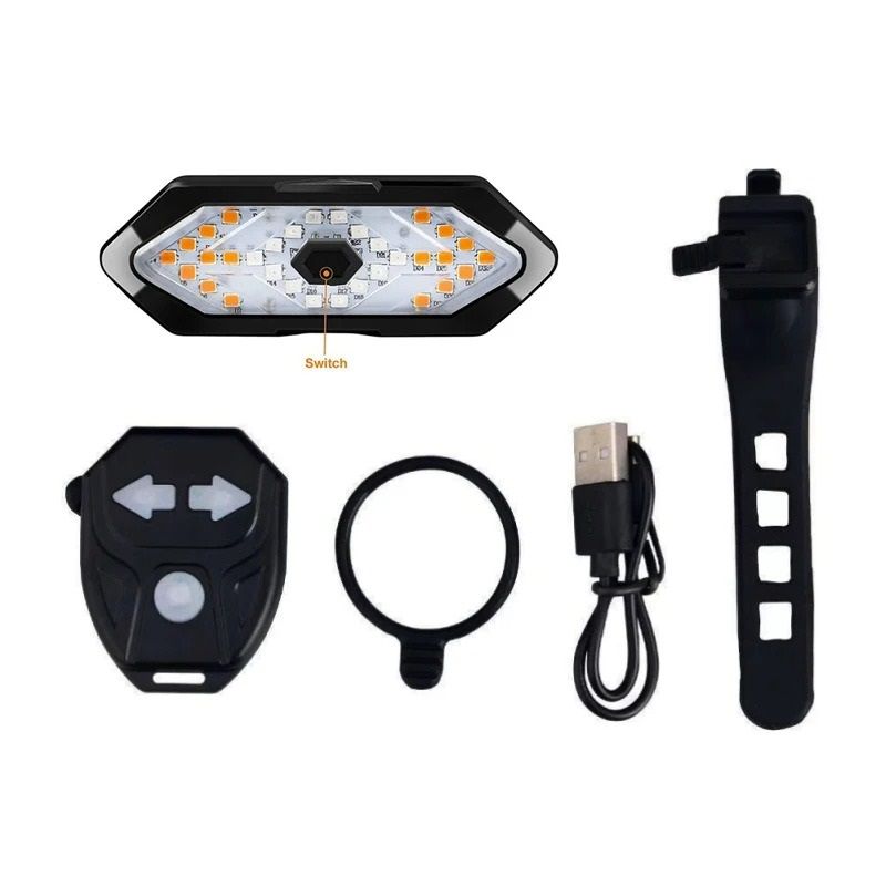 USB Rechargeable Bicycle Turn Signal Rear Light with Wireless Remote