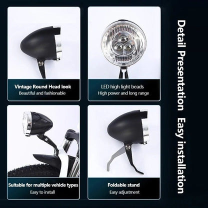 Retro Style USB Rechargeable Bicycle Front Light with Three LED