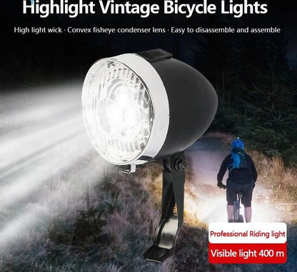 Retro Style USB Rechargeable Bicycle Front Light with Three LED
