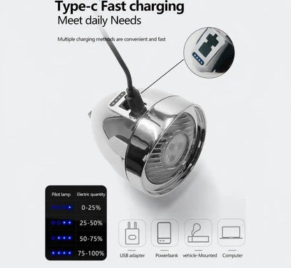Retro Style USB Rechargeable Bicycle Front Light with Three LED