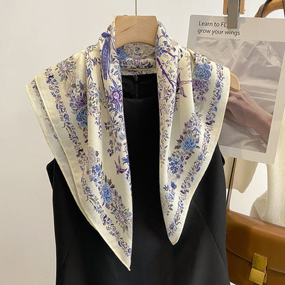 New Pure Cotton Women Scarf Square Foulard Lady's Neck Hair Scarves Design Printed Head Kerchief Fashion Girl Scarf