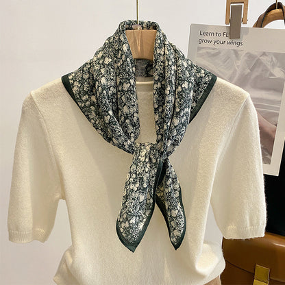 New Pure Cotton Women Scarf Square Foulard Lady's Neck Hair Scarves Design Printed Head Kerchief Fashion Girl Scarf