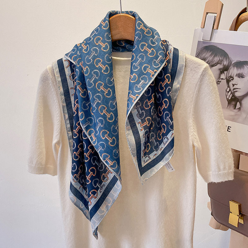 New Pure Cotton Women Scarf Square Foulard Lady's Neck Hair Scarves Design Printed Head Kerchief Fashion Girl Scarf