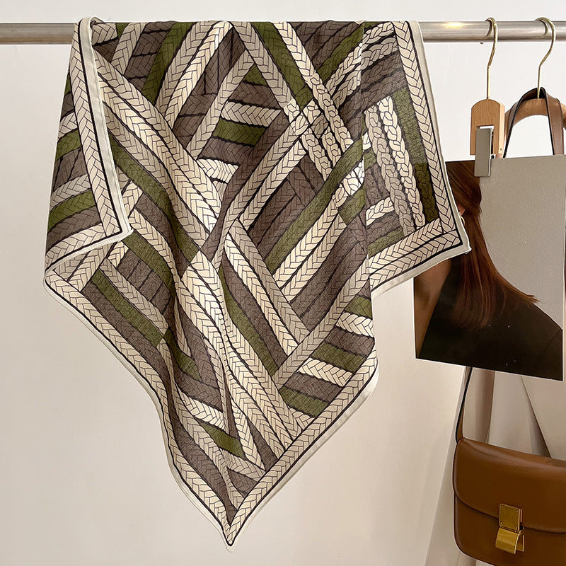 New Pure Cotton Women Scarf Square Foulard Lady's Neck Hair Scarves Design Printed Head Kerchief Fashion Girl Scarf