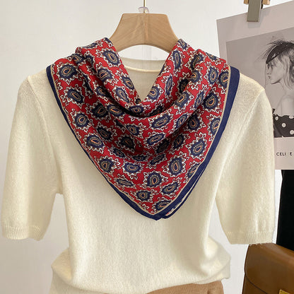 New Pure Cotton Women Scarf Square Foulard Lady's Neck Hair Scarves Design Printed Head Kerchief Fashion Girl Scarf
