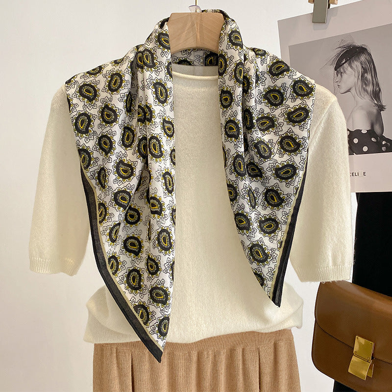 New Pure Cotton Women Scarf Square Foulard Lady's Neck Hair Scarves Design Printed Head Kerchief Fashion Girl Scarf