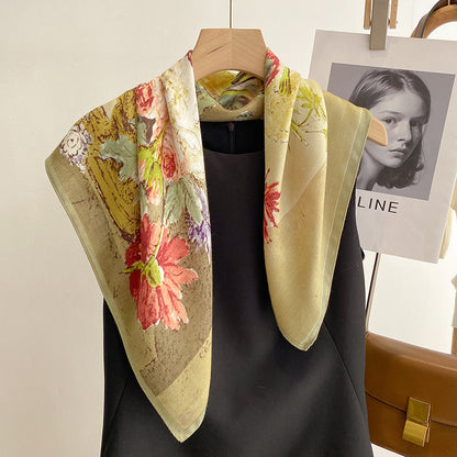 New Pure Cotton Women Scarf Square Foulard Lady's Neck Hair Scarves Design Printed Head Kerchief Fashion Girl Scarf