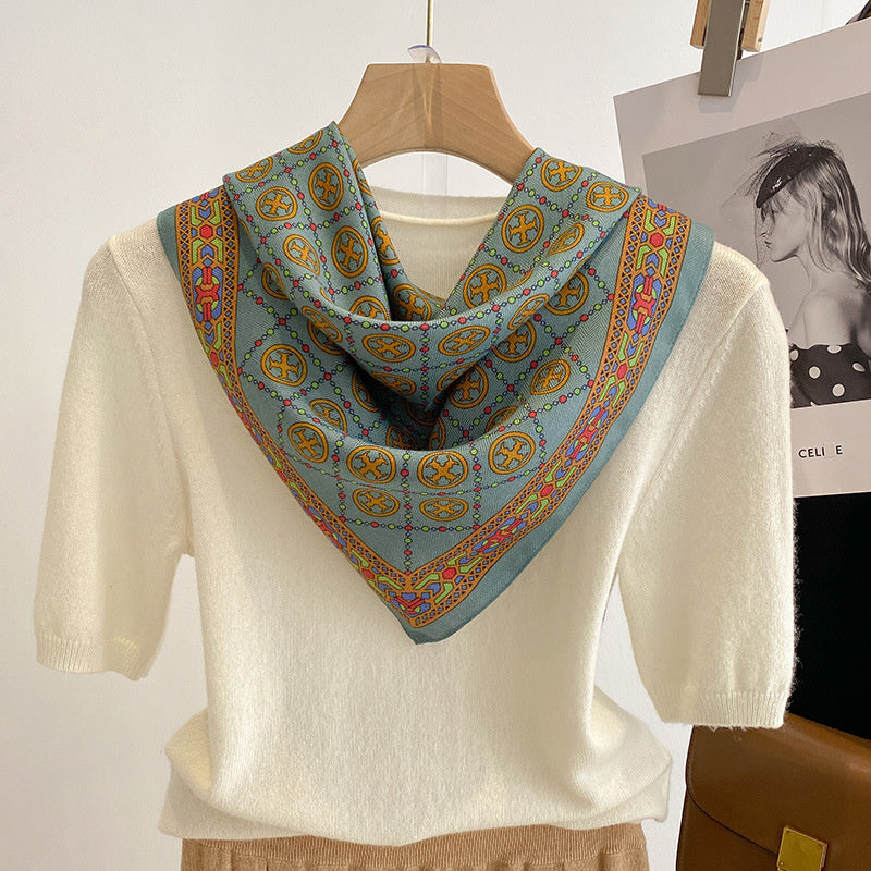 New Pure Cotton Women Scarf Square Foulard Lady's Neck Hair Scarves Design Printed Head Kerchief Fashion Girl Scarf