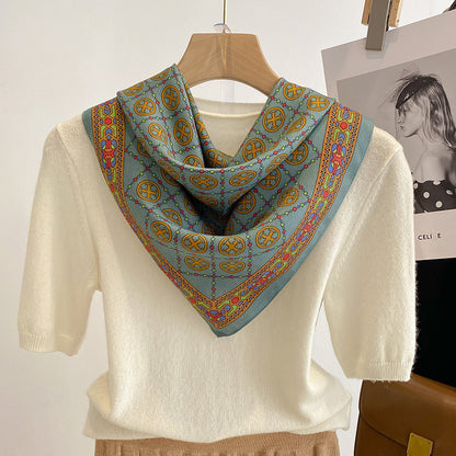New Pure Cotton Women Scarf Square Foulard Lady's Neck Hair Scarves Design Printed Head Kerchief Fashion Girl Scarf