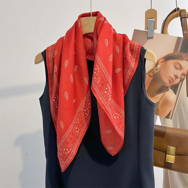 New Pure Cotton Women Scarf Square Foulard Lady's Neck Hair Scarves Design Printed Head Kerchief Fashion Girl Scarf