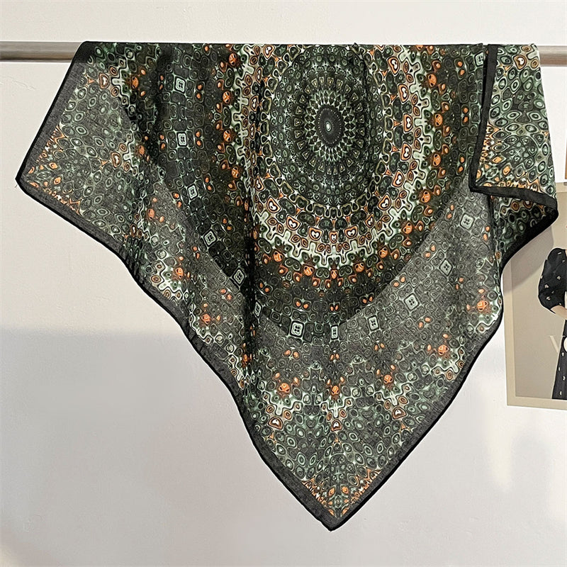 New Pure Cotton Women Scarf Square Foulard Lady's Neck Hair Scarves Design Printed Head Kerchief Fashion Girl Scarf