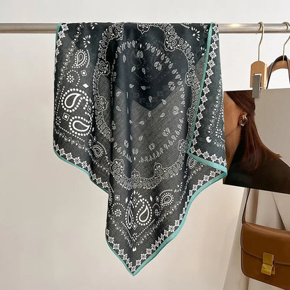 New Pure Cotton Women Scarf Square Foulard Lady's Neck Hair Scarves Design Printed Head Kerchief Fashion Girl Scarf