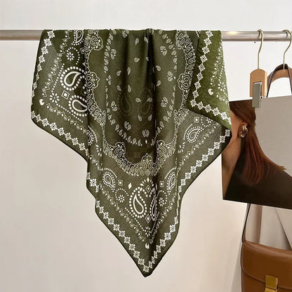 New Pure Cotton Women Scarf Square Foulard Lady's Neck Hair Scarves Design Printed Head Kerchief Fashion Girl Scarf