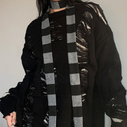 Stripe Women Cotton Scarves Long Thin Neckerchief Fashion Streetwear