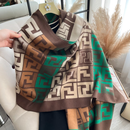 Warm Soft Luxury Women Two-Sided Print Pashmina Fashion Shawl Coldproof Windproof Blanket Scarf for Winter Outdoor